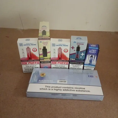 APPROXIMATELY 20 ASSORTED E-CIGARETTE PRODUCTS TO INCLUDE BRANDS SUCH AS LOST MARY, HAYATI, CRYSTAL PRIME, ETC - COLLECTION ONLY
