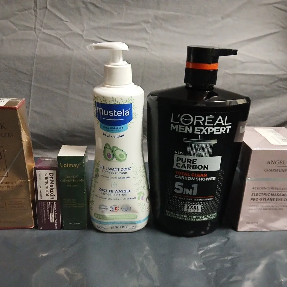 APPROXIMATELY 15 ASSORTED HEALTH & BEAUTY PRODUCTS TO INCLUDE L'OREAL MEN, ANGEL SILK AND MUSTELA