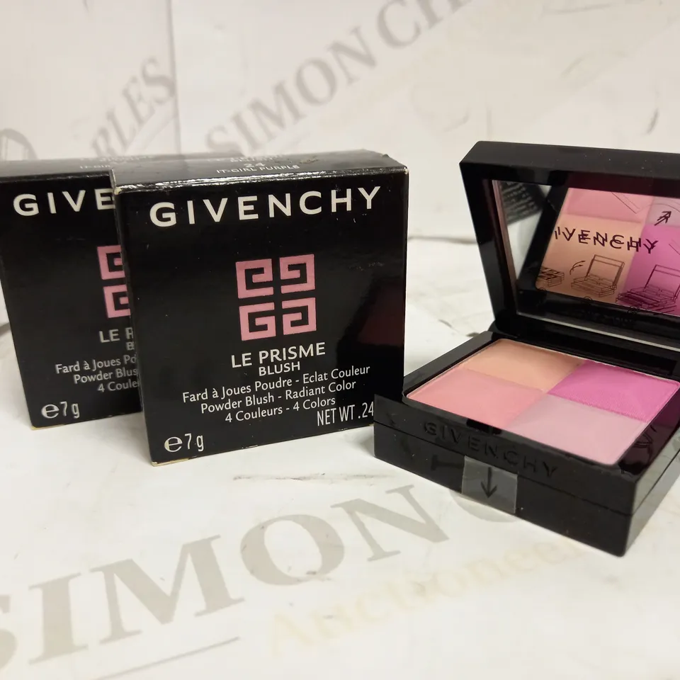 PAIR OF GIVENCHY LE PRISME POWDER BLUSH QUAD IN 24 IT-GIRL PURPLE