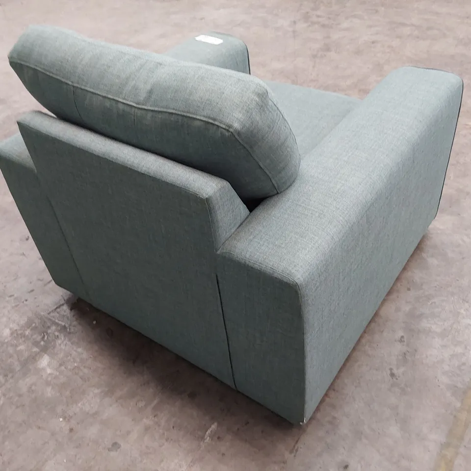 QUALITY DESIGNER EASY CHAIR DUCK EGG BLUE FABRIC