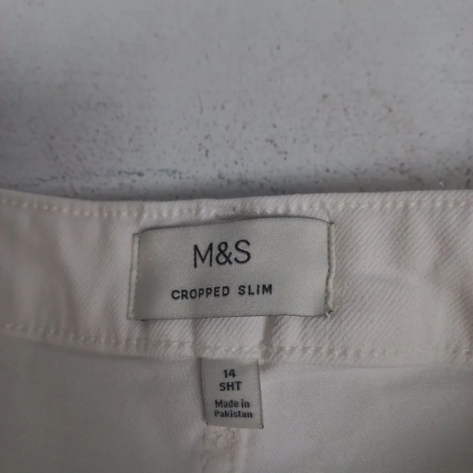 M&S CROPPED SLIM JEANS, UK 14 SHORT, WHITE