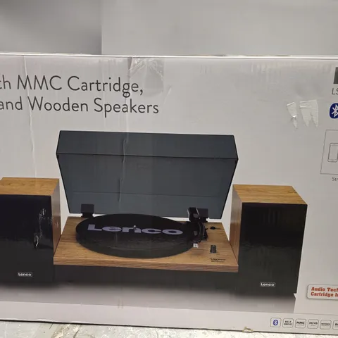 BOXED LENCO TURNTABLE WITH BLUETOOTH AND SPEAKERS - LS-300WD V2