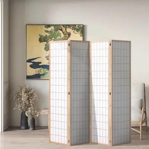 BOXED JONAH 180CM W × 180CM H 4-PANEL SOLID WOOD FOLDING ROOM DIVIDER 