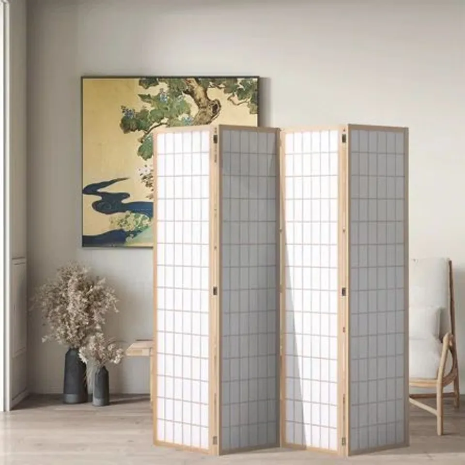 BOXED JONAH 180CM W × 180CM H 4-PANEL SOLID WOOD FOLDING ROOM DIVIDER 