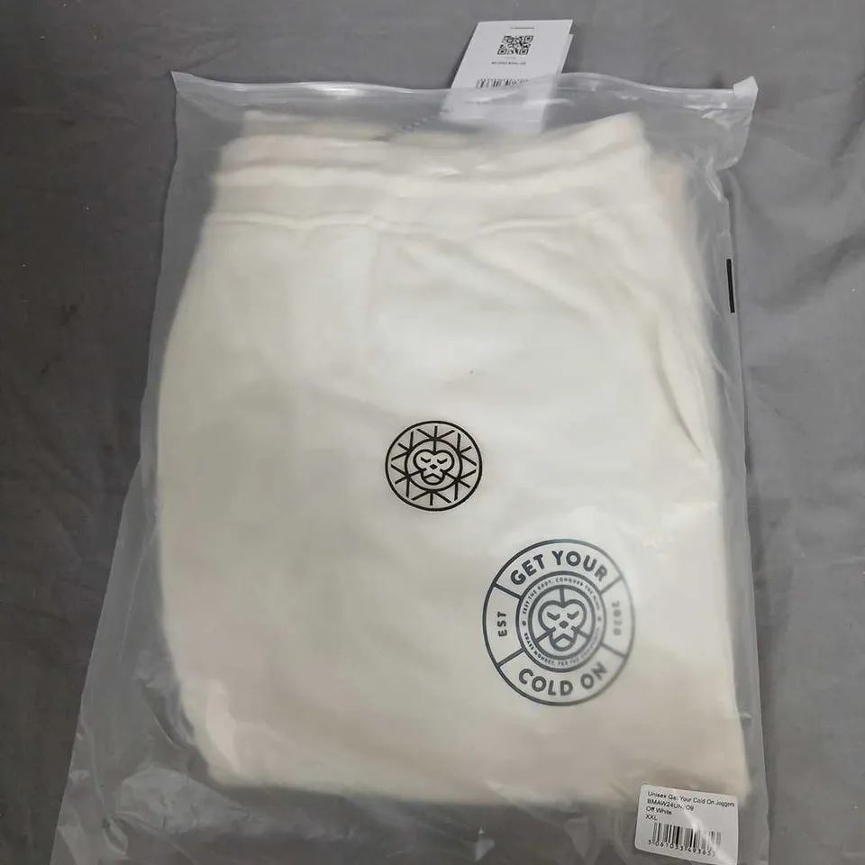 BAGGED BRASS MONKEY UNISEX GET YOUR COLD ON JOGGERS OFF WHITE XXL