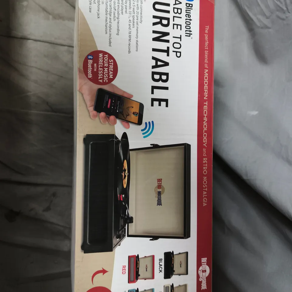 BLUETOOTH TABLETOP TURNTABLE WITH WIRELESS STREAMING – BOXED
