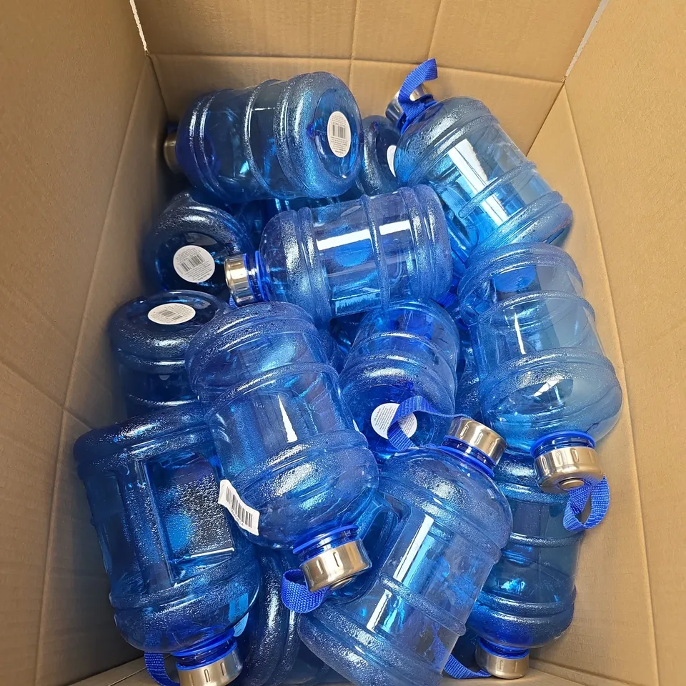 LARGE BOX OF ASSORTED WATER BOTTLES 