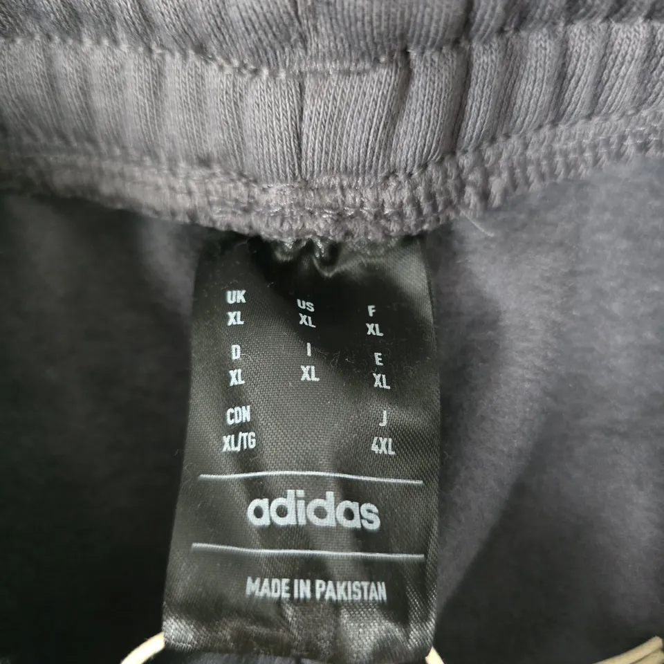 ADIDAS TRACK PANTS – GREY WITH WHITE SIDE STRIPES, UK XL
