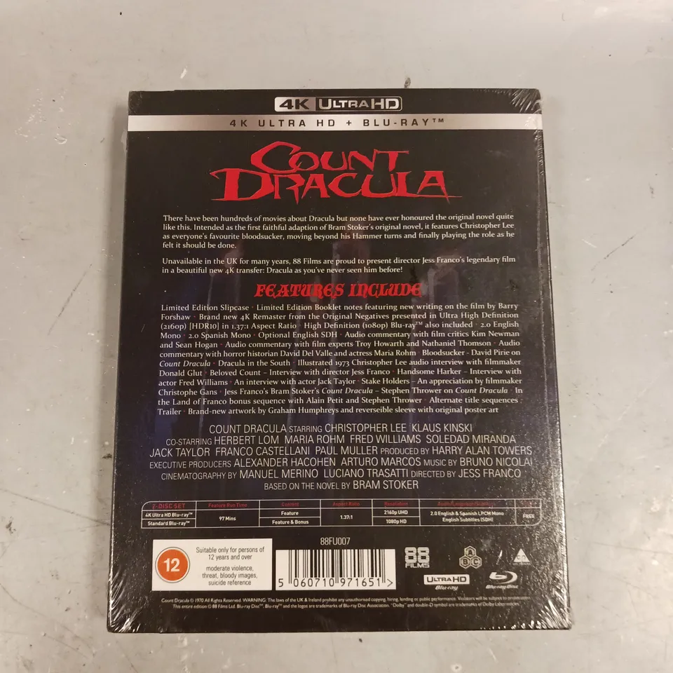 SEALED JESS FRANCO'S COUNT DRACULA 4K BLU-RAY  
