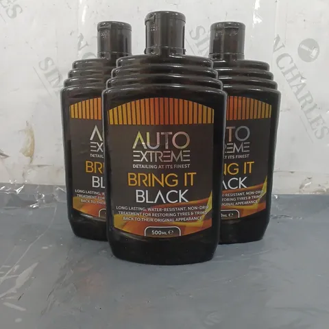 LOT OF 3 AUTO EXTREME BRING IT BLACK TRIM TYRE RESTORER LIQUID NON-DRIP TREATMENT 500ML COLLECTION ONLY