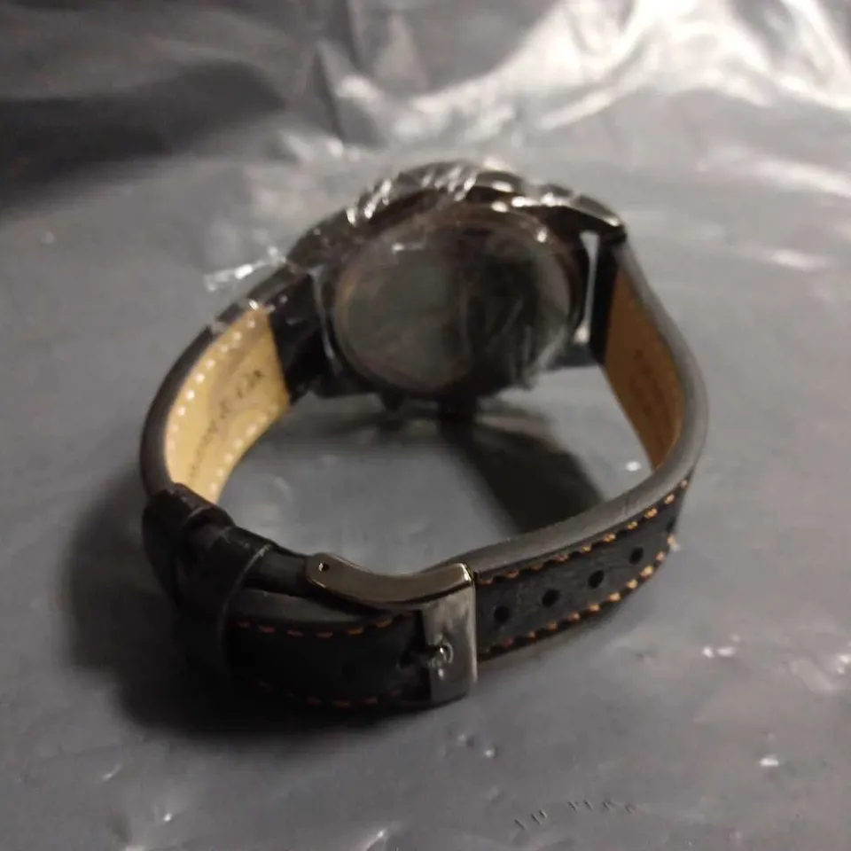 BOXED ZIHLMANN & CO MENS BLACK STAINLESS STEEL WATCH WITH SNAKE SKIN STRAP 