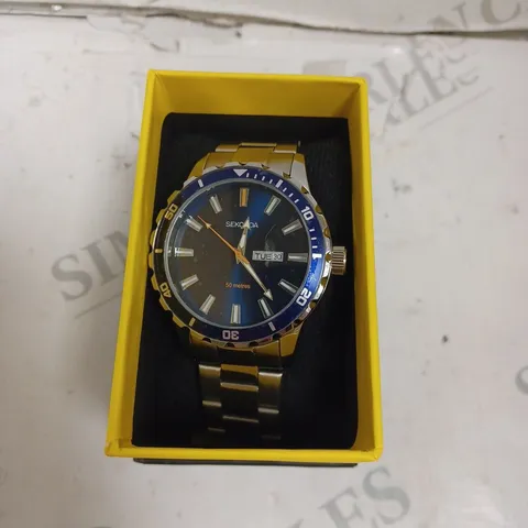 BOXED SEKONDA GENTS SPORTS WATCH WITH STAINLESS STEEL BRACELET - JAPAN MOVEMENT - 5 ATM.