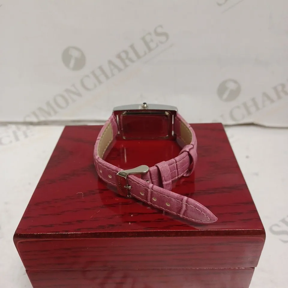 LADIES STOCKWELL WATCH – TEXTURED DIAL WITH SUB DIAL MINUTE HAND – PINK LEATHER STRAP 