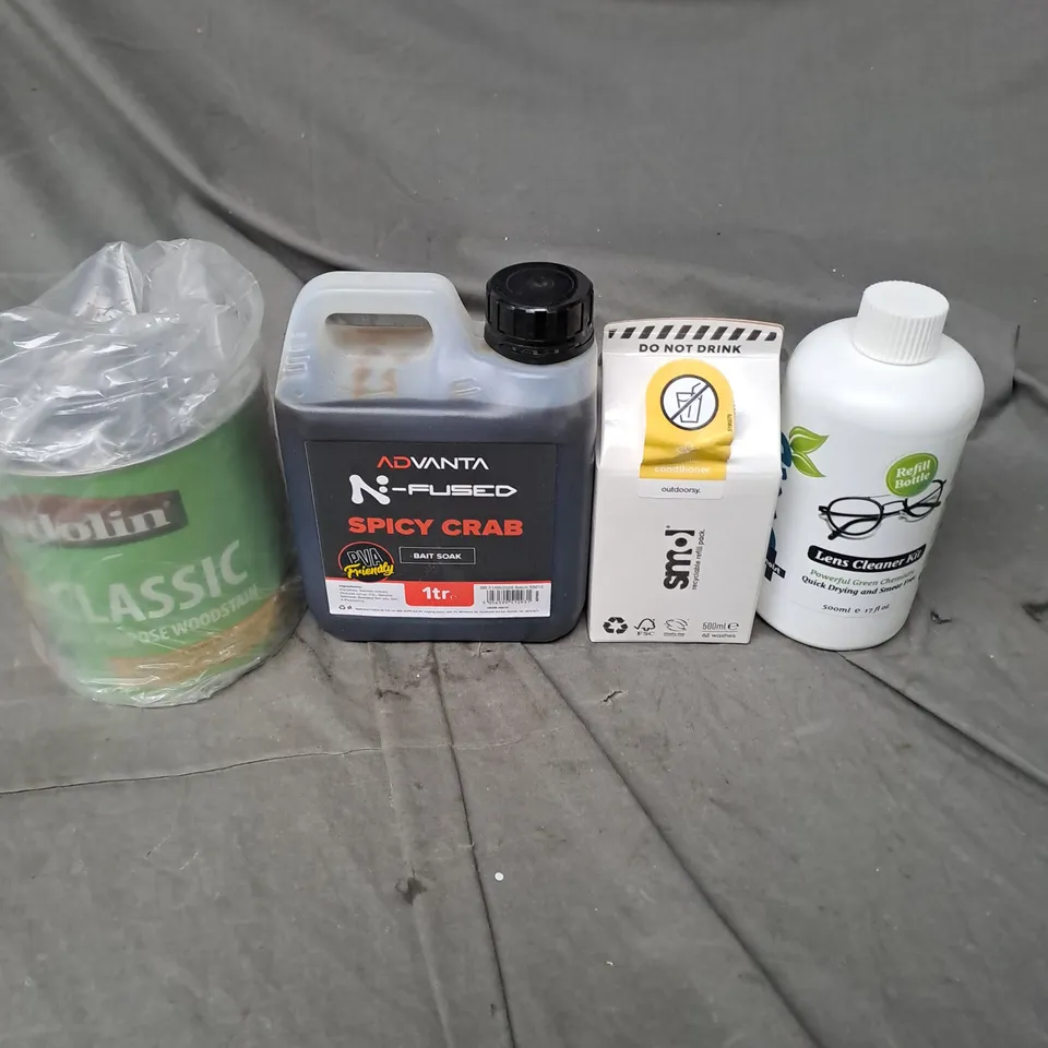APPROXIMATELY 10 ASSORTED HOUSEHOLD PRODUCTS TO INCLUDE FABRIC CONDITIONER, LENS CLEANER, WOODSTAIN ETC