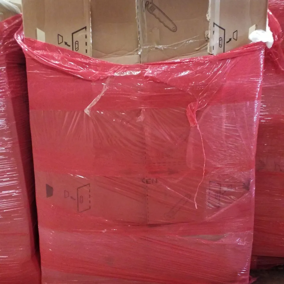 PALLET CONTAINING ASSORTED PRODUCTS INCLUDING SIT STAND DESK, PLAYPEN, COMFORT PILLOW, CLOTHES RAIL, CORDLESS GRASS TRIMMER & GAMING CHAIR 