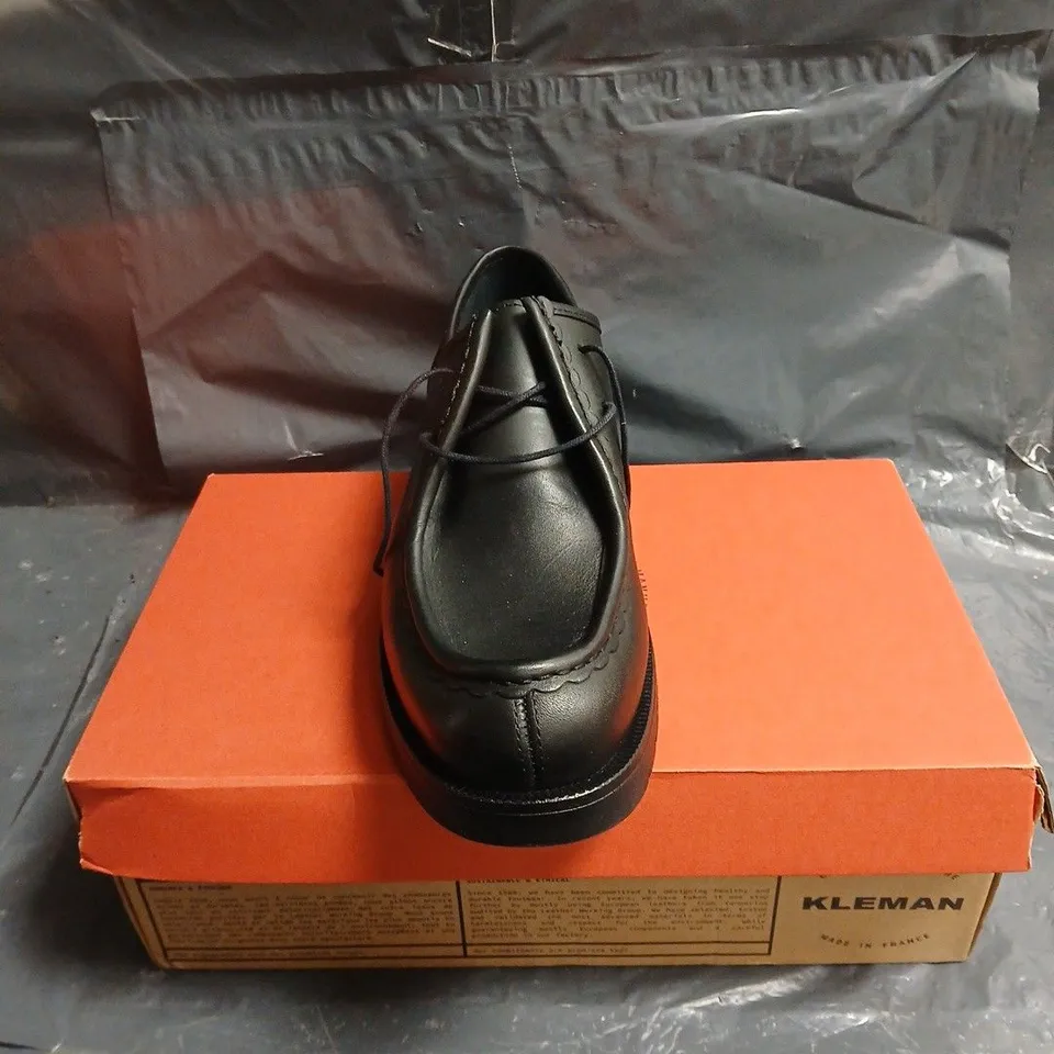 KLEMAN BLACK LEATHER LACE-UP SHOES – MADE IN FRANCE SIZE EU 44