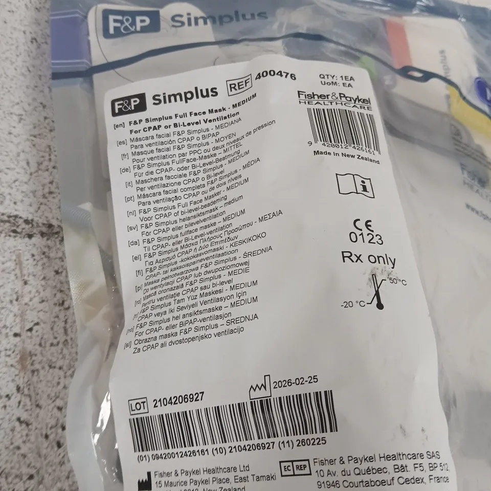 F&P SIMPLUS FULL FACE CPAP MASK – MEDIUM (RX ONLY)