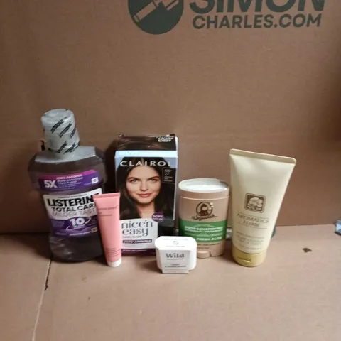 APPROXIMATEY 20 ASSORTED HEALTH AND BEAUTY PRODUCTS TO INCLUDE - DR SQUATCH STICK DEODORANT - LISTERINE MOUTHWASH AND LIVING PROOF CURL CONDITIONER