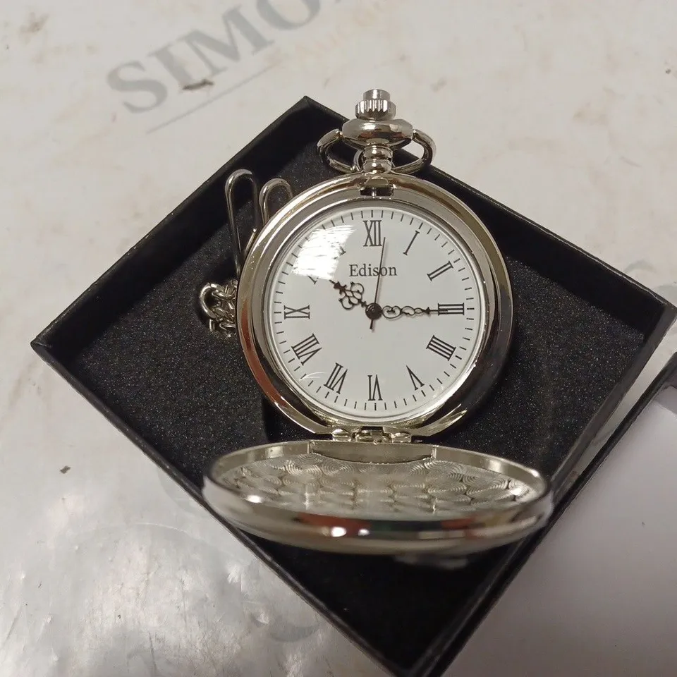 MENS EDISON POCKET WATCH WITH CHAIN – BRAND NEW IN BOX