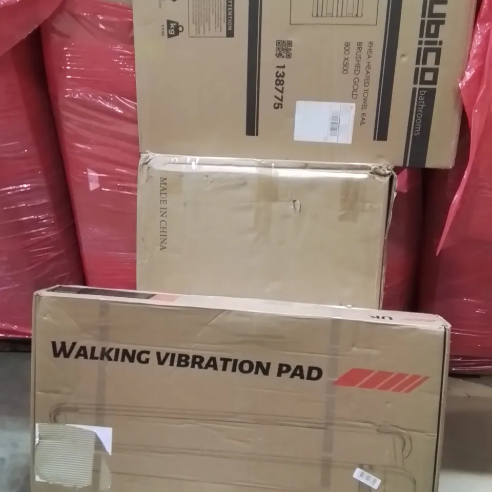 PALLET OF ASSORTED HOUSEHOLD GOODS AND PRODUCTS TO INCLUDE;WALKING PAD,HEATED TOWEL RAIL,LED CONTROL DEVICE