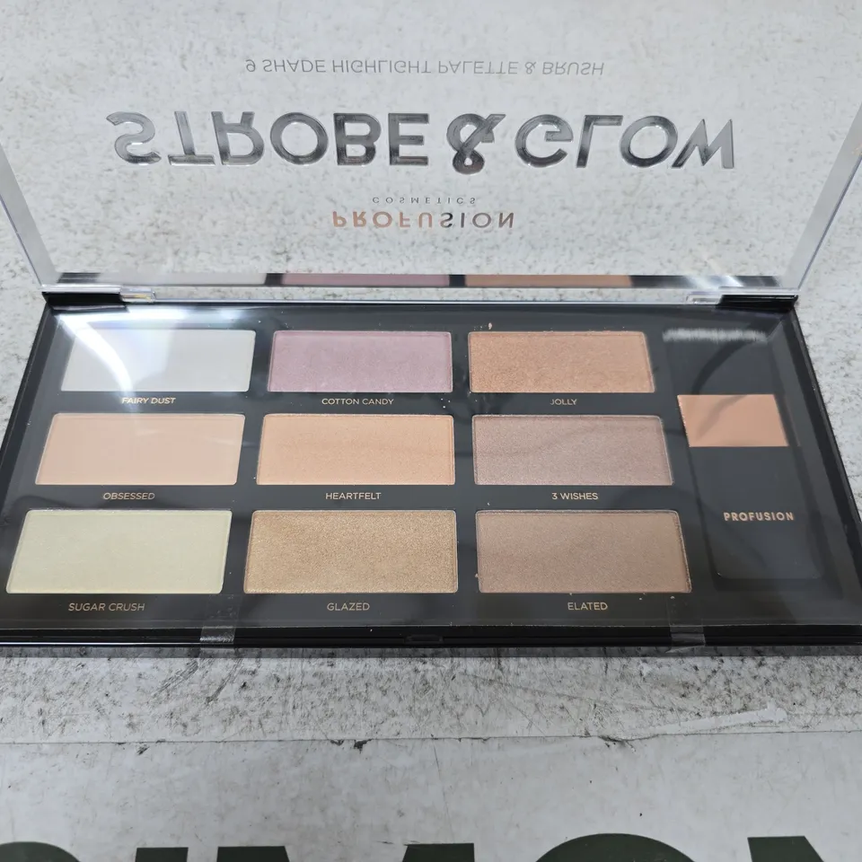 STROBE & GLOW 9-SHADE HIGHLIGHT PALETTE WITH BRUSH
