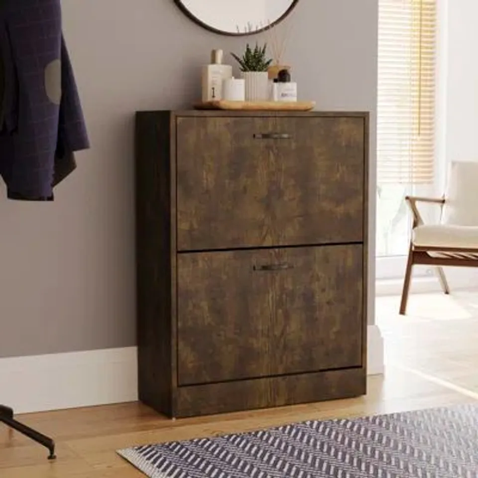 BOXED 12 PAIR SHOE STORAGE CABINET
