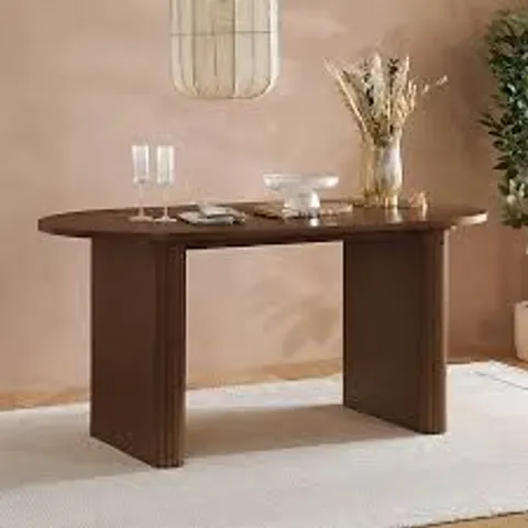 BOXED OVAL FLUTED DINING TABLE - WALNUT (1 BOX)