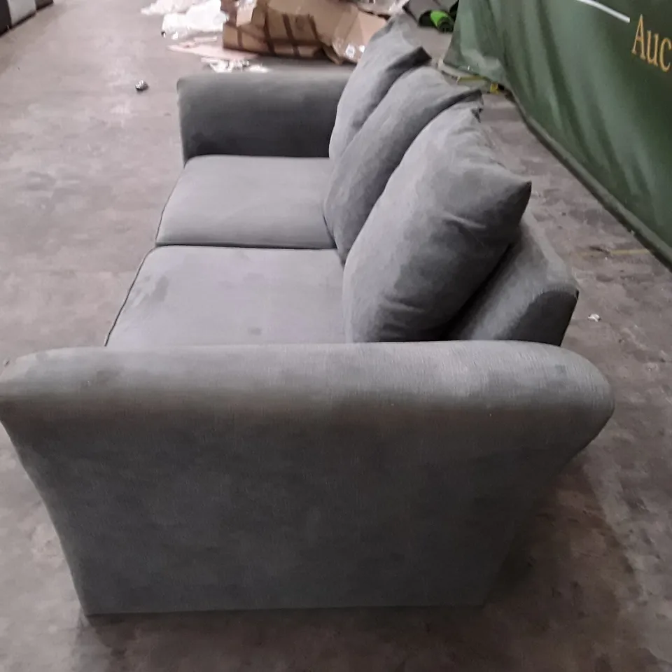 DESIGNER 3 SEATER SOFA - GREY FABRIC 