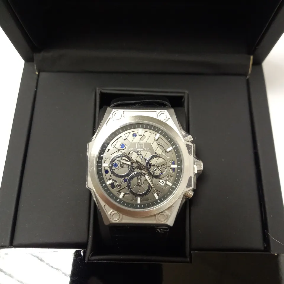ZIHLMANN & CO TRIPLE DIAL LEATHER STRAP WRISTWATCH