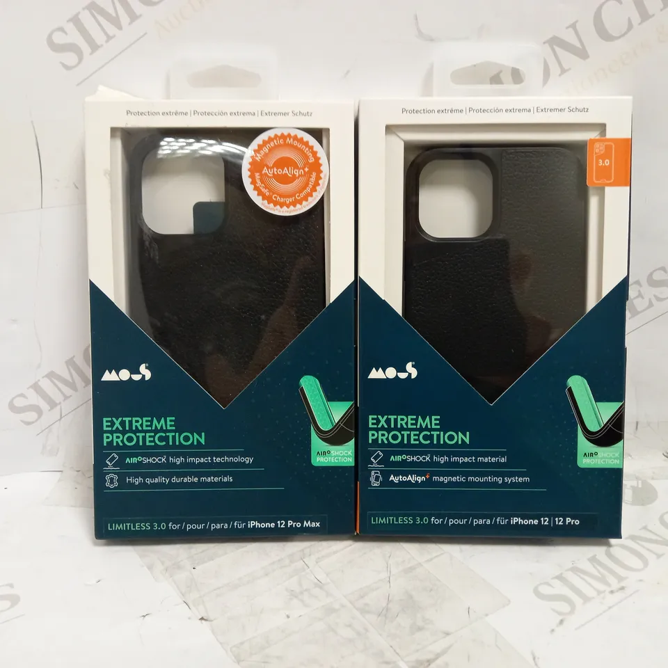 LOT OF 2 MOUS LIMITLESS 3.0 BLACK LEATHER PHONE CASES FOR IPHONE 12/12 PRO/12 PRO MAX