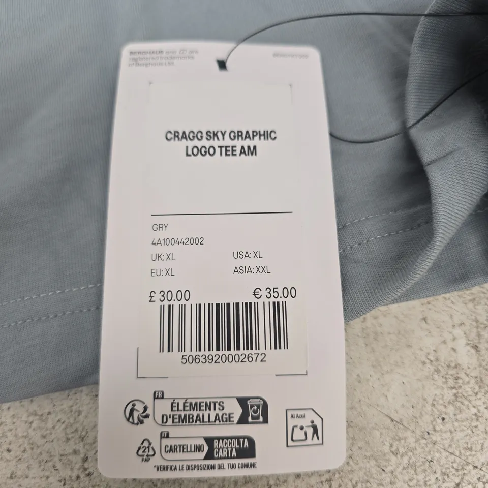 BERGHAUS SKY GRAPHIC LOGO TEE AM – GREY, UK XL