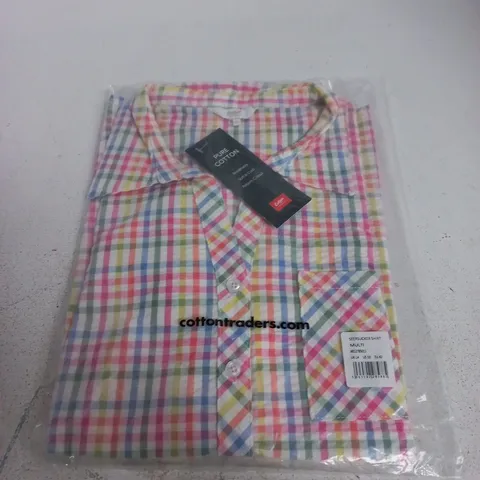 SEERSUCKER SHIRT – MULTICOLOUR CHECK, UK 14
