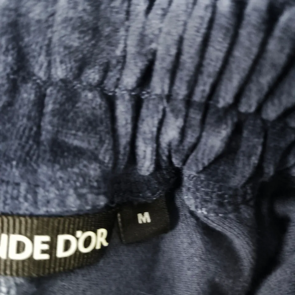 MONDE D'OR NAVY VELOUR TRACK PANTS – SIZE M