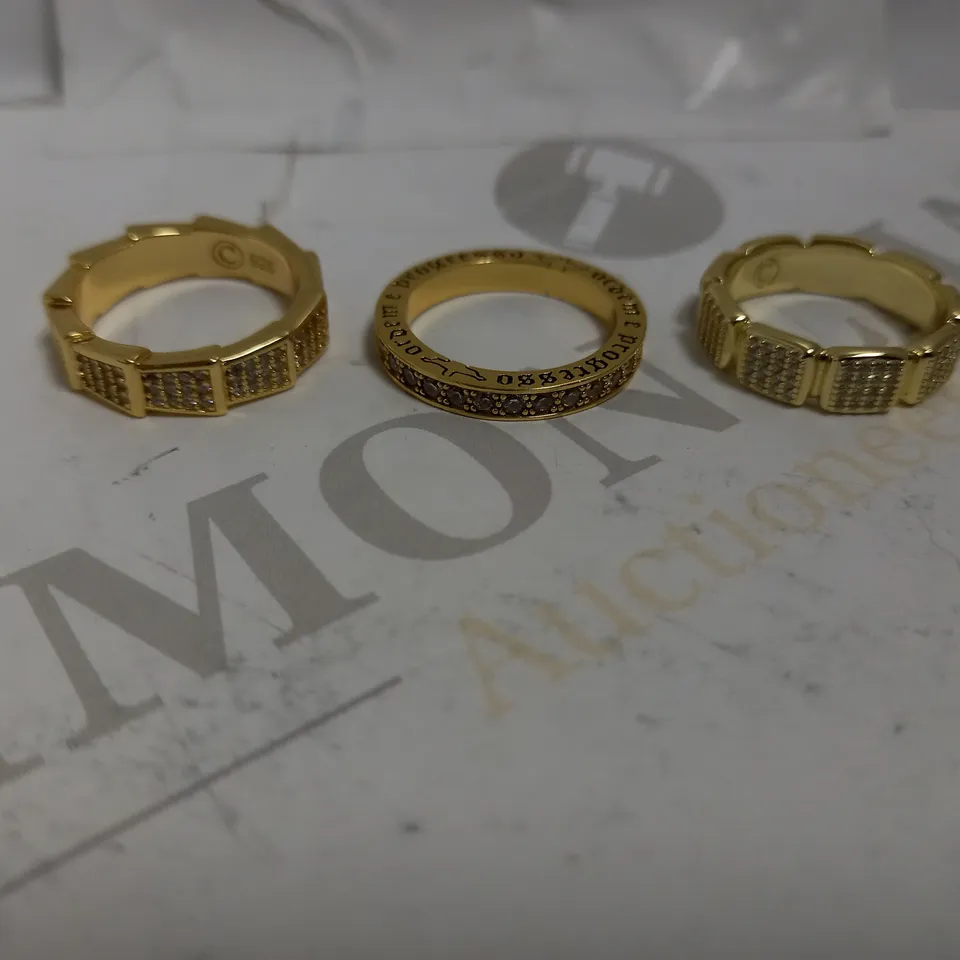 LOT OF 3 GOLD EFFECT CERNUCCI BAND RINGS
