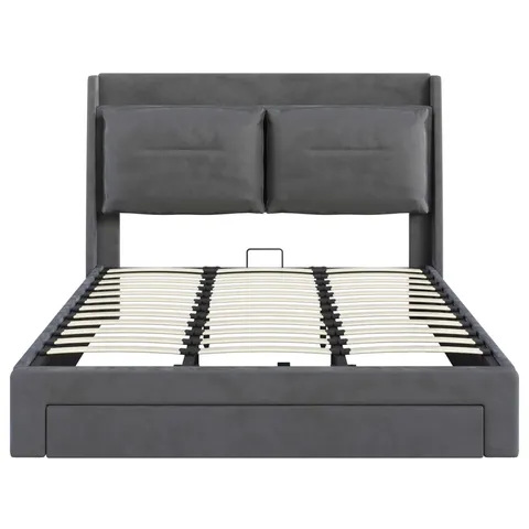 BOXED ALDEA BED - KING SIZE, GREY (2 BOXES)