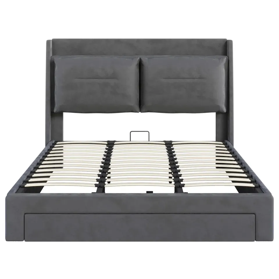 BOXED ALDEA BED - KING SIZE, GREY (2 BOXES)