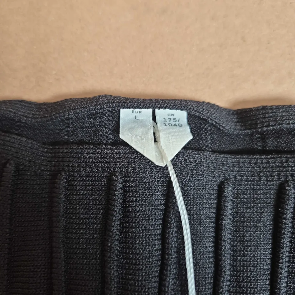 ARKET BLACK RIBBED-KNIT LONG-SLEEVE TOP – UK 12-14 (EU L)