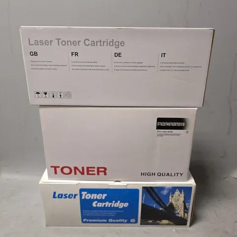 BOX OF APPROXIMATELY 10 ASSORTED BOXED LASER TONER CARTRIDGES IN VARIOUS MODELS