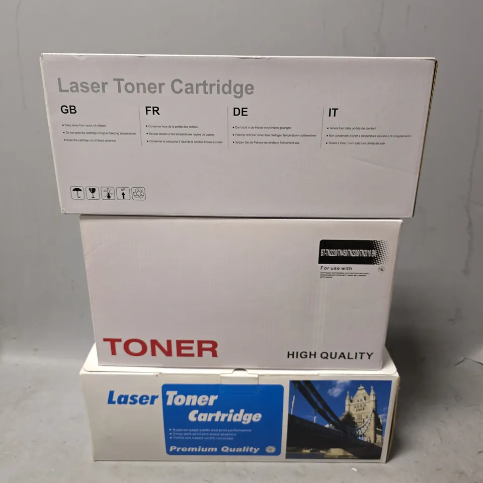 BOX OF APPROXIMATELY 10 ASSORTED BOXED LASER TONER CARTRIDGES IN VARIOUS MODELS