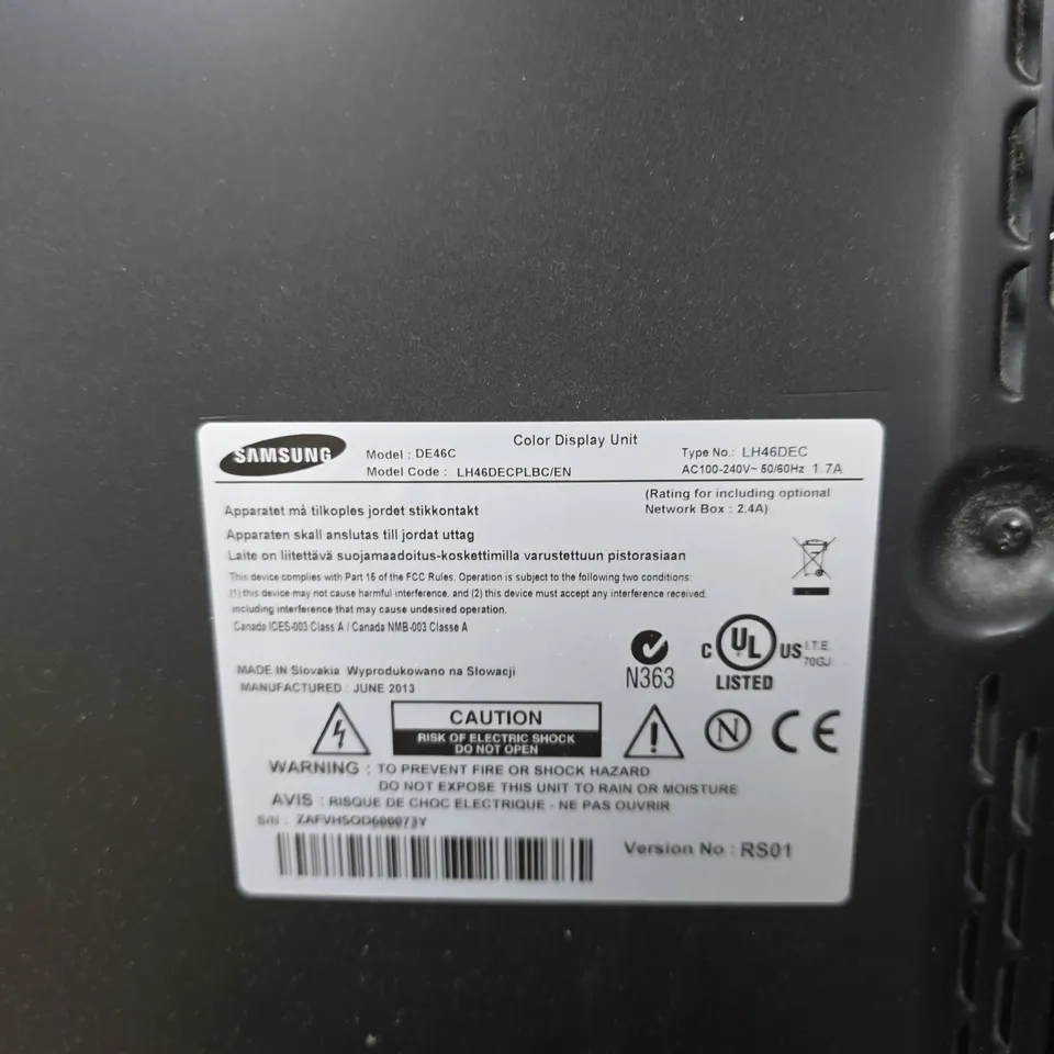 SAMSUNG 46-INCH COLOUR DISPLAY UNIT MONITOR 