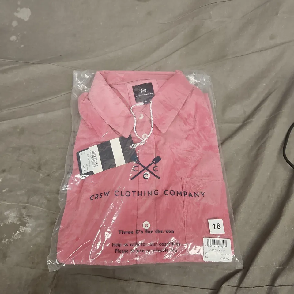 CREW CLOTHING COMPANY CORD OVERSHIRT – ROSE, UK 16