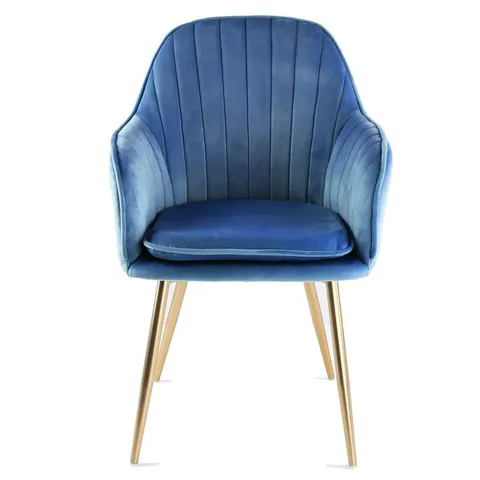 BOXED ARIELLE UPHOLSTERED ARMCHAIR BLUE VELVET