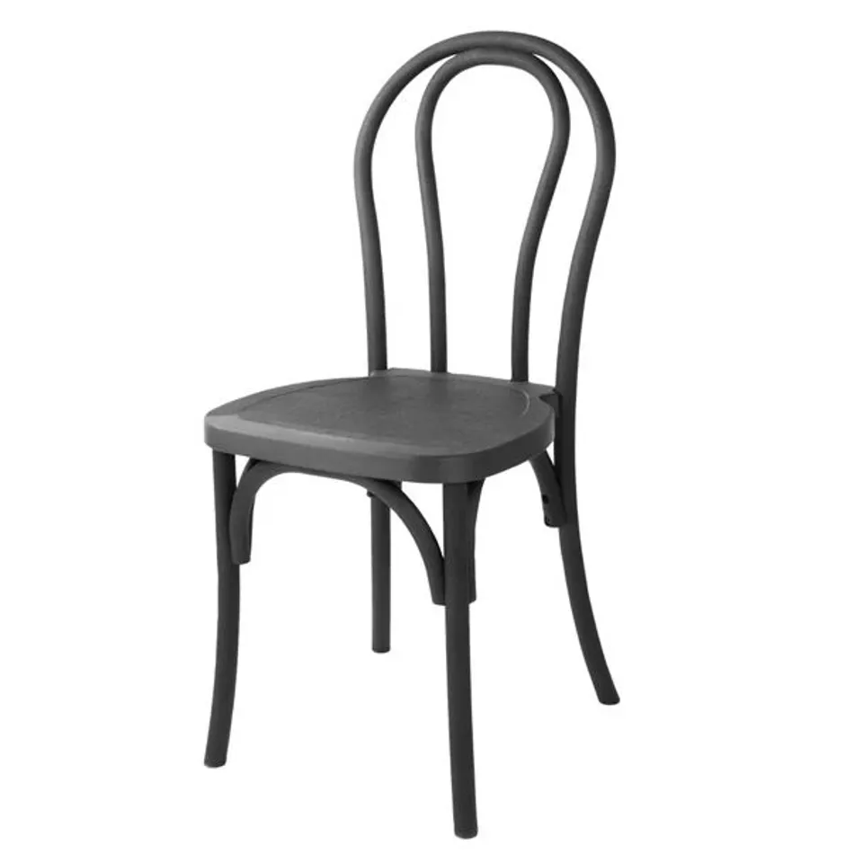 BOXED BOLERO SOHO BENTWOOD STYLE RESIN CHAIRS BLACK SET OF 4