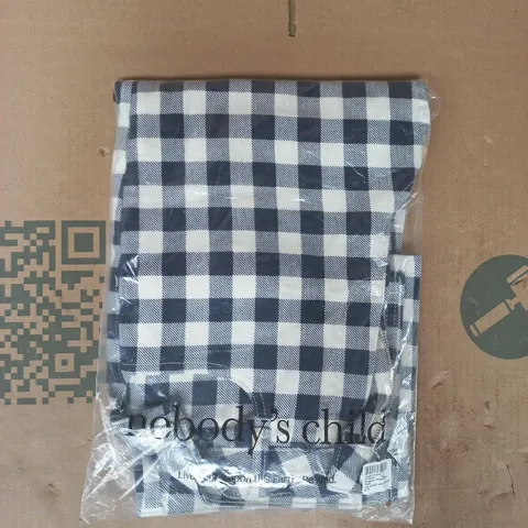 BAGED NOBODY'S CHILD GINGHAM ANGEL KICK FLARE JEANS IN NAVY/WHITE SIZE UK 12R