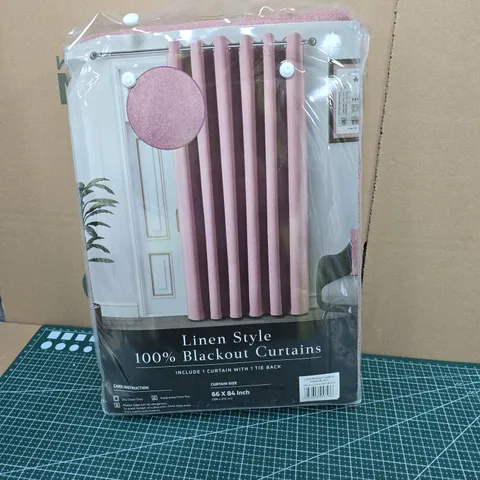 LINEN STYLE 100% BLACKOUT CURTAINS – PINK, 66 X 84 INCH (168 X 213 CM)