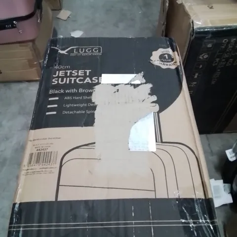 BOXED LUGG 40CM JETSET SUITCASE BLACK WITH BROWN 