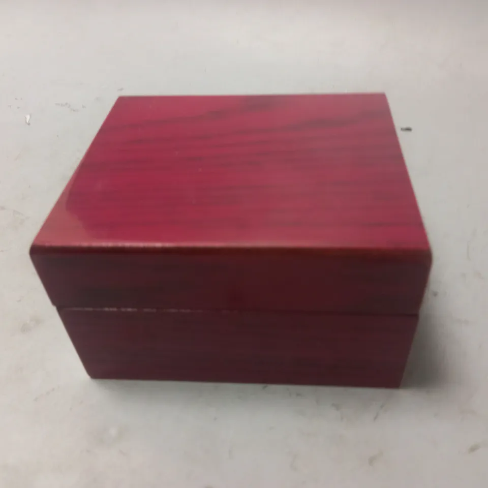 STOCKWELL STAINLESS STEEL RECTANGULAR LADIES WATCH WITH PINK LEATHER STRAP IN WOODEN GIFT BOX