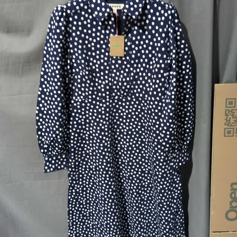 BODEN NAVY POLKA DOT SHIRT DRESS, UK 12R