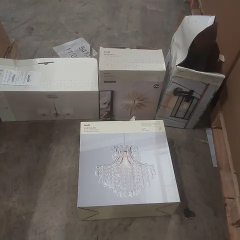 PALLET CONTAINING A VERY LARGE QUANTITY OF ASSORTED DESIGNER LIGHTING PRODUCTS TO INCLUDE: CEILING LIGHTS, WALL LIGHTS, FLOOR LAMP ECT