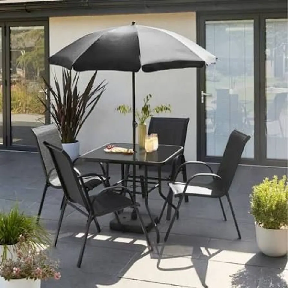 BOXED 6 PIECE METAL GARDEN DINING SET (1 BOX)